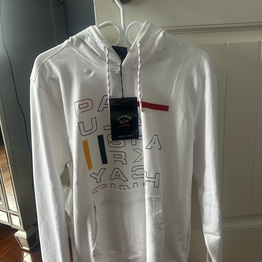 White Graphic Hoodie Paul and Shark